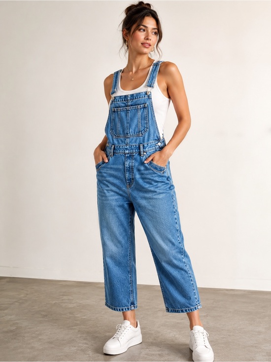 We The Free Pants - We The Free Women Denim Overalls Light Blue Adjustable Straps Size M NWT